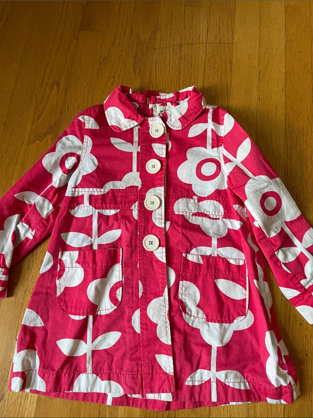 Mini Boden Pink and White Floral Cotton Jacket